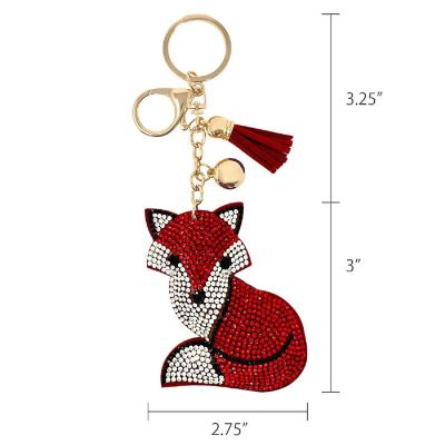 Wrapables Crystal Bling Key Chain Keyring with Tassel Car Purse Handbag Pendant, Fox Image 1