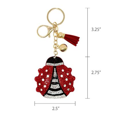 Wrapables Crystal Bling Key Chain Keyring with Tassel Car Purse Handbag Pendant, Ladybug Image 1