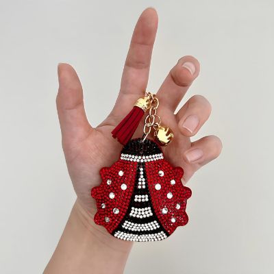 Wrapables Crystal Bling Key Chain Keyring with Tassel Car Purse Handbag Pendant, Ladybug Image 2