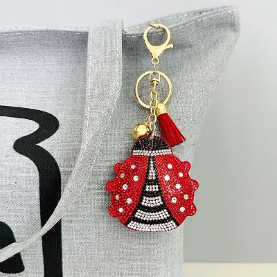 Wrapables Crystal Bling Key Chain Keyring with Tassel Car Purse Handbag Pendant, Ladybug Image 3