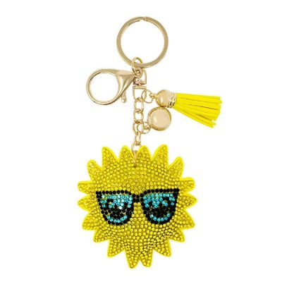Wrapables Crystal Bling Key Chain Keyring with Tassel Car Purse Handbag Pendant, Mr Sunshine Image 1