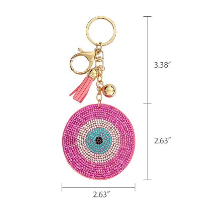 Wrapables Crystal Bling Key Chain Keyring with Tassel Car Purse Handbag Pendant, Pink Evil Eye Image 1