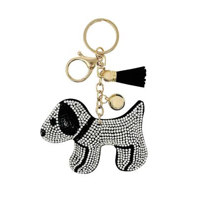Wrapables Crystal Bling Key Chain Keyring with Tassel Car Purse Handbag Pendant, Puppy Image 1