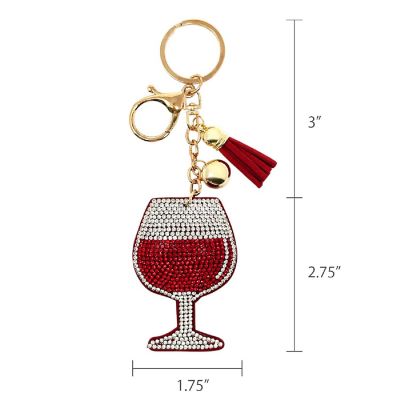 Wrapables Crystal Bling Key Chain Keyring with Tassel Car Purse Handbag Pendant, Red Wine Image 1