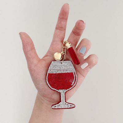 Wrapables Crystal Bling Key Chain Keyring with Tassel Car Purse Handbag Pendant, Red Wine Image 2