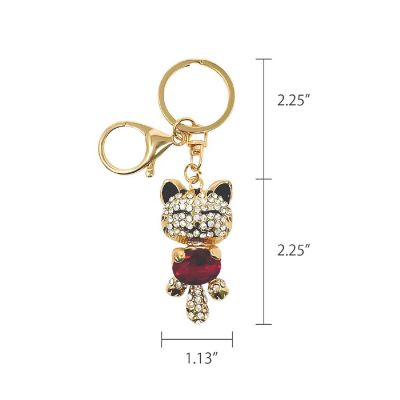Wrapables Crystal Bling Key Chain Keyring with Tassel Car Purse Handbag Pendant, Ruby Kitty Image 1