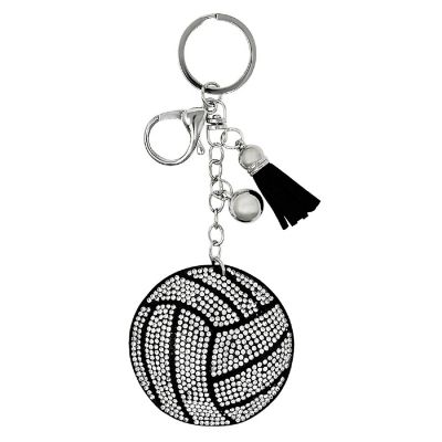 Wrapables Crystal Bling Key Chain Keyring with Tassel Car Purse Handbag Pendant, Volleyball Image 1