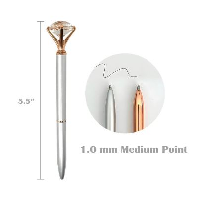 Wrapables Crystal Diamond Wedding Ballpoint Pens with Refills, 1.0mm Medium Point (Set of 8 Pens + 8 Refills), Rose Gold & Silver Image 1