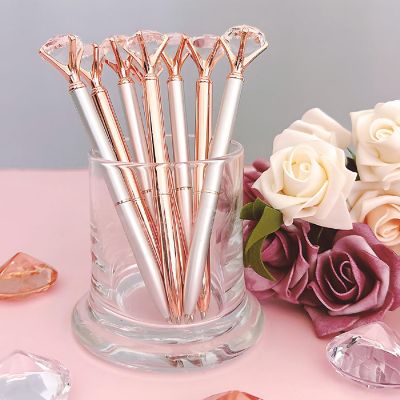 Wrapables Crystal Diamond Wedding Ballpoint Pens with Refills, 1.0mm Medium Point (Set of 8 Pens + 8 Refills), Rose Gold & Silver Image 3