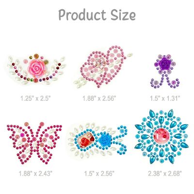 Wrapables Crystal Rhinestone Gem Stickers, Bling Jewel Adhesives for DIY Arts & Crafts, Smartphones, Water Bottles, Sunglass Cases (Set of 6), Multicolor Image 1