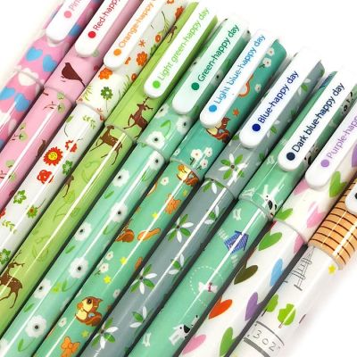 Wrapables Cute Novelty Gel Ink Pens, 0.5mm Fine Point (Set of 10), Animals & Hearts Multicolor Ink Image 1
