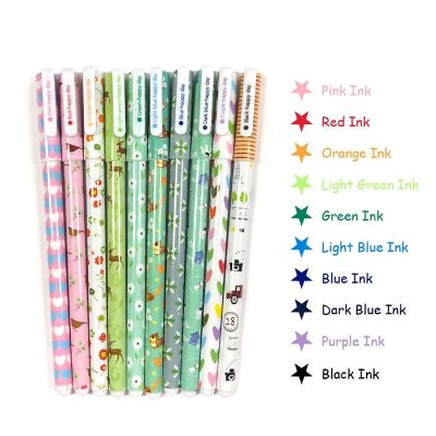 Wrapables Cute Novelty Gel Ink Pens, 0.5mm Fine Point (Set of 10), Animals & Hearts Multicolor Ink Image 2