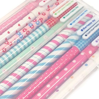 Wrapables Cute Novelty Gel Ink Pens, 0.5mm Fine Point (Set of 10), Hearts & Stripes Multicolor Ink Image 3