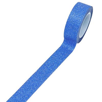 Wrapables Decorative Glitter Washi Masking Tape, Bright Blue Image 1