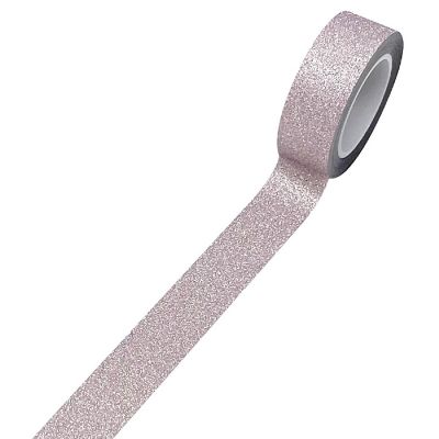Wrapables Decorative Glitter Washi Masking Tape, Pastel Pink Image 1