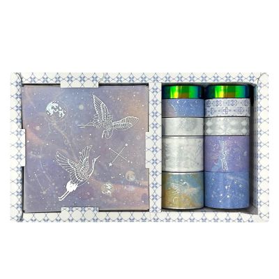 Wrapables Decorative Gold Foil Washi Tape and Sticker Set (10 Rolls & 10 Sheets), Celestial Beings Image 1