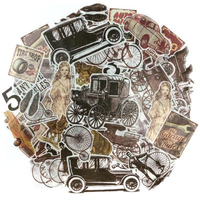Wrapables Decorative Scrapbooking Washi Stickers (60 pcs), Automobile Image 1