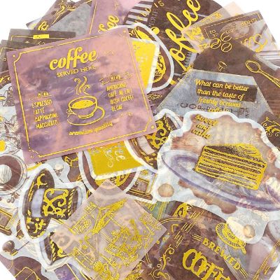 Wrapables Decorative Scrapbooking Washi Stickers (60 pcs), Coffee Image 2