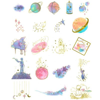 Wrapables Decorative Scrapbooking Washi Stickers (60 pcs), Gold Foil 1 (Celestial) Image 1