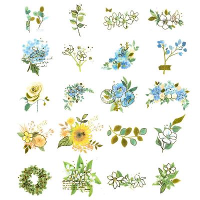 Wrapables Decorative Scrapbooking Washi Stickers (60 pcs), Gold Foil 5 (Morning Dew Flowers) Image 1