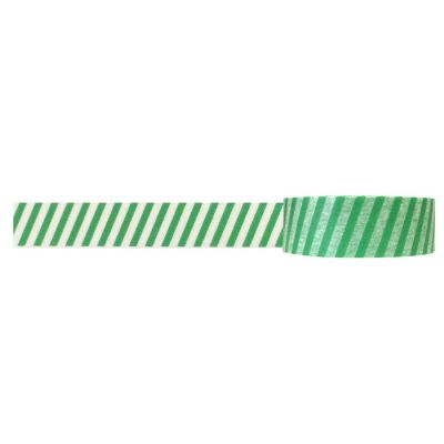 Wrapables Decorative Washi Masking Tape, Aqua Diagonal Stripes Image 1