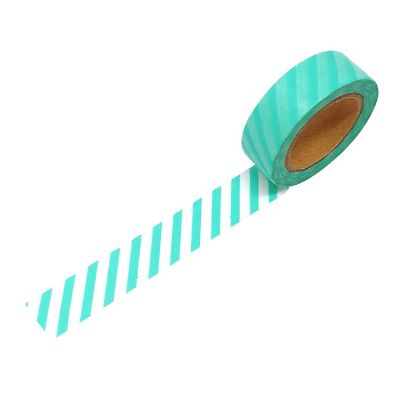 Wrapables Decorative Washi Masking Tape, Aqua Diagonal Stripes Image 3