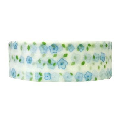 Wrapables Decorative Washi Masking Tape, Blue Floral Doodles Image 1