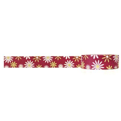 Wrapables Decorative Washi Masking Tape, Daisies on Red Image 1