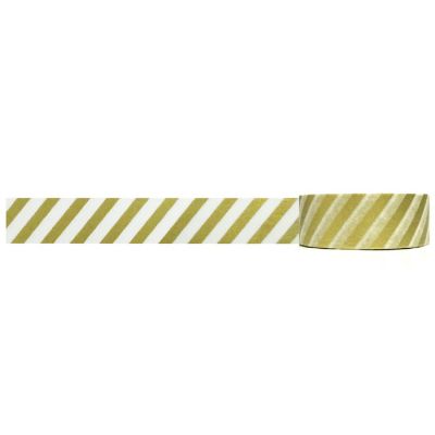 Wrapables Decorative Washi Masking Tape, Gold Slant Image 1