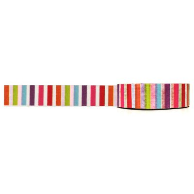 Wrapables Decorative Washi Masking Tape, Miulticolor Short Stripe Image 1
