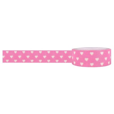 Wrapables Decorative Washi Masking Tape, Pink Petite Hearts Image 1