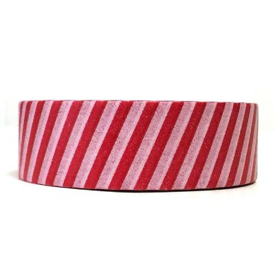 Wrapables Decorative Washi Masking Tape, Red and White Stripes Image 1