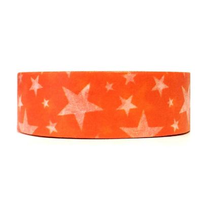 Wrapables Decorative Washi Masking Tape, Tangerine Stars Image 1