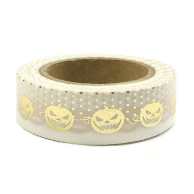 Wrapables Decorative Washi Masking Tape, Wicked Pumpkins Gold Image 1