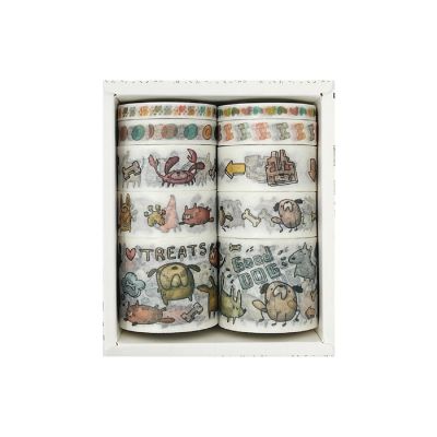 Wrapables Decorative Washi Tape Box Set (10 Rolls), Good Doggy Image 1