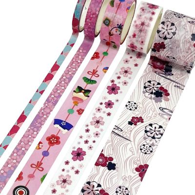 Wrapables Decorative Washi Tape Box Set (10 Rolls), Pink & Purple Posies Image 2