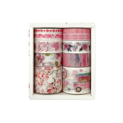 Wrapables Decorative Washi Tape Box Set (10 Rolls), Romantic Pink Image 1