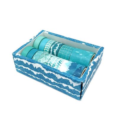 Wrapables Decorative Washi Tape Box Set (12 Rolls), Sea Blue Image 1