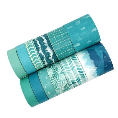 Wrapables Decorative Washi Tape Box Set (12 Rolls), Sea Blue Image 2