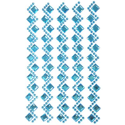 Wrapables Diamond and Round Acrylic Self Adhesive Crystal Gem Stickers, Blue Image 1
