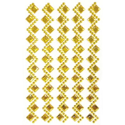Wrapables Diamond and Round Acrylic Self Adhesive Crystal Gem Stickers, Gold Image 1
