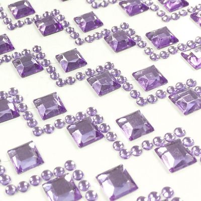 Wrapables Diamond and Round Acrylic Self Adhesive Crystal Gem Stickers, Purple Image 1