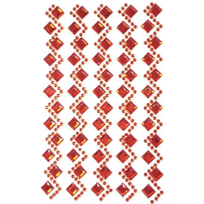 Wrapables Diamond and Round Acrylic Self Adhesive Crystal Gem Stickers, Red Image 1
