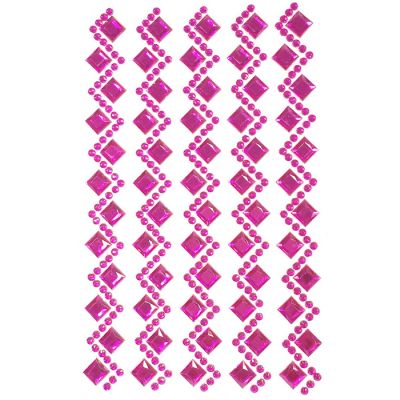 Wrapables Diamond and Round Acrylic Self Adhesive Crystal Gem Stickers, Rose Red Image 1