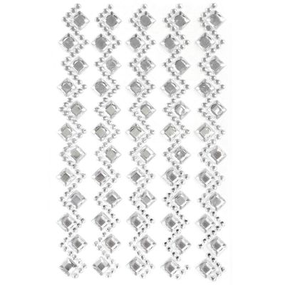 Wrapables Diamond and Round Acrylic Self Adhesive Crystal Gem Stickers, Silver Image 1