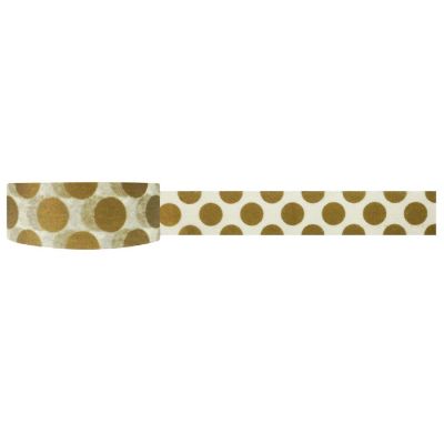 Wrapables Dotted Washi Masking Tape, Gold Dots Image 1