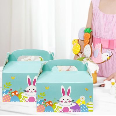 Wrapables Easter Gift Baskets with Handle, Treat Boxes for Eggs, Cookies and Candy, Set of 6, Bunny & Easter Eggs Image 2