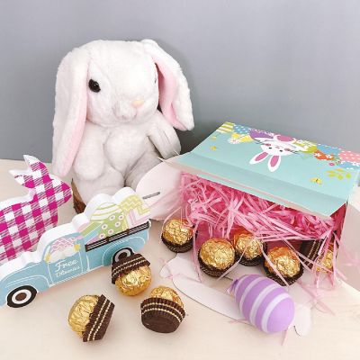 Wrapables Easter Gift Baskets with Handle, Treat Boxes for Eggs, Cookies and Candy, Set of 6, Bunny & Easter Eggs Image 3
