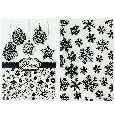 Wrapables Embossing Folder Paper Stamp Template for Scrapbooking, Card Making, DIY Arts & Crafts (Set of 2), Snowflakes Image 1