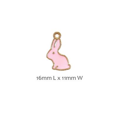 Wrapables Enamel Jewelry Making Charm Pendants (Set of 10), Pink Bunny Image 2